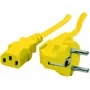 Exertis Connect haakse Schuko-naar-IEC-C13 voedingskabel, geel, 1,8 m 808015