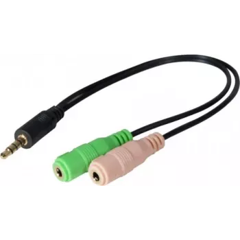 Exertis Connect CTIA headset-adapter - 3,5mm TRRS naar dual TRS (hoofdtelefoon-/microfoonsplitter) 721135