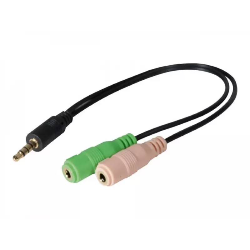 Exertis Connect CTIA headset-adapter - 3,5mm TRRS naar dual TRS (hoofdtelefoon-/microfoonsplitter) 721135