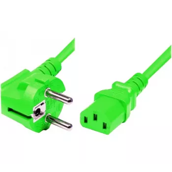 Exertis Connect netkabel, haakse Schuko-stekker naar IEC C13-koppeling, groen, 1,8 m (808016)