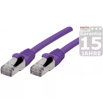 EXERTIS CONNECT Cat 6A S/FTP patchkabel, violet, 0,3 m, slim strain relief 858514