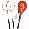 SCHILDKROT badmintonset voor 2 spelers, rood/geel, geharde stalen rackets, recreatiekwaliteit, 970902