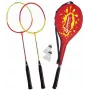 SCHILDKROT badmintonset voor 2 spelers, rood/geel, geharde stalen rackets, recreatiekwaliteit, 970902