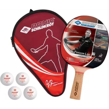 Donic Schildkröt 788450 tafeltennisbat voor beginners en recreatieve spelers - zwarte rubber, houten greep, concaaf, 5-laags hout, 1,0 mm spons, ITTF niet toegelaten