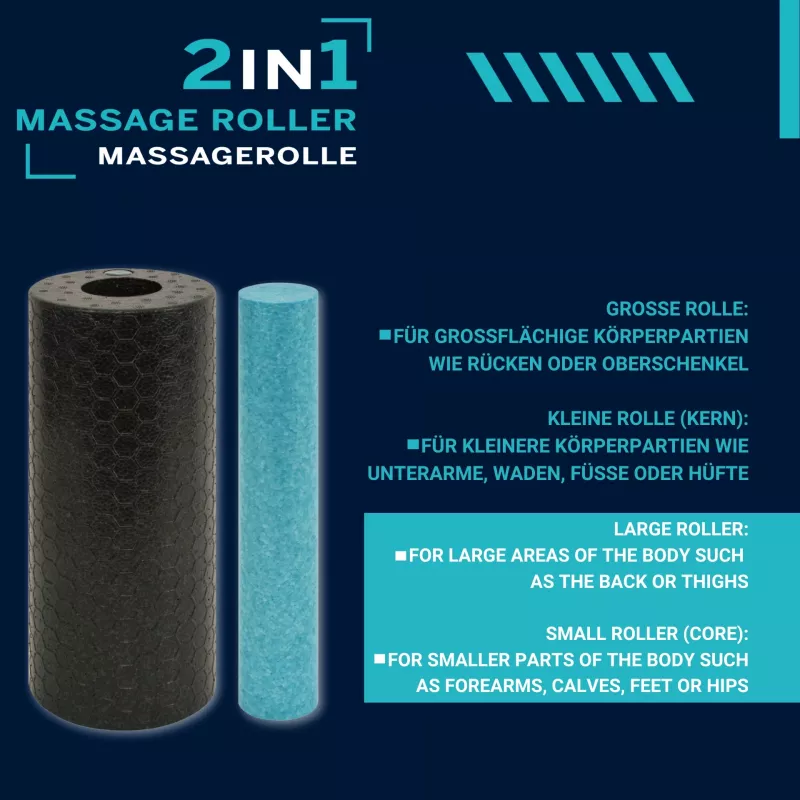 SCHILDKROT 2-in-1 massageroller-set zwart/blauw EPP-schuim 960237