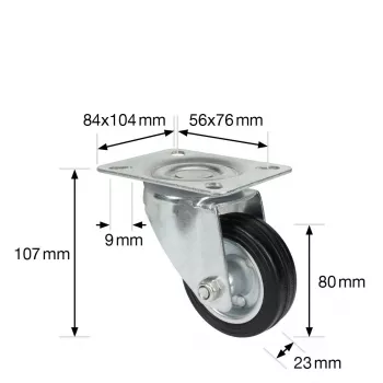 Wagner design yourself zwenkwiel RO 6184 zilver 75 mm 50 kg 4618401