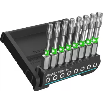 HAZET 2304SH-13 8-delige inbus-TORX-bitset 1/4 inch aandrijving T10-T45, 25 mm, speciaalstaal, gefosfateerd