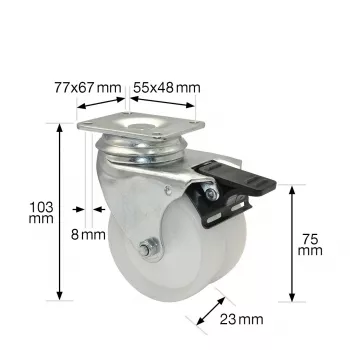 Wagner design yourself ECO RO 3277 dubbele zwenkwiel 32 mm wit/grijs (3327701)