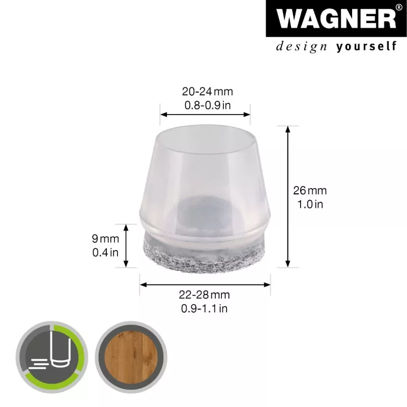Wagner design yourself EH 0564 Stoelpootdoppen kunststof Ø 2,2-2,8 cm 4 stk. (15056499)