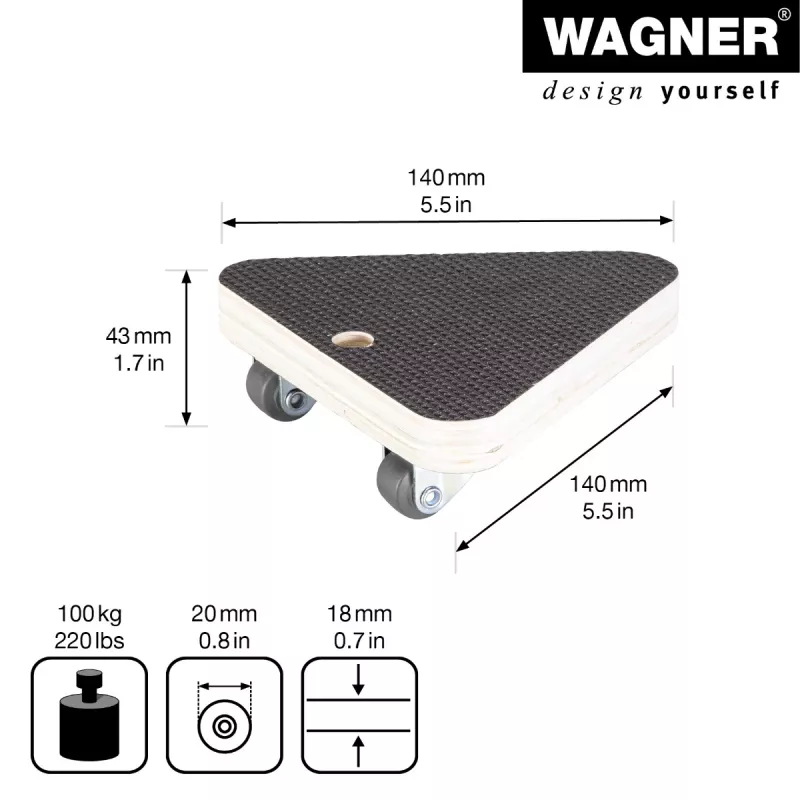 Wagner design yourself Transportwiel MM 1314 Bruin 140 x 140 x 43 mm tot 100 kg (20131401)