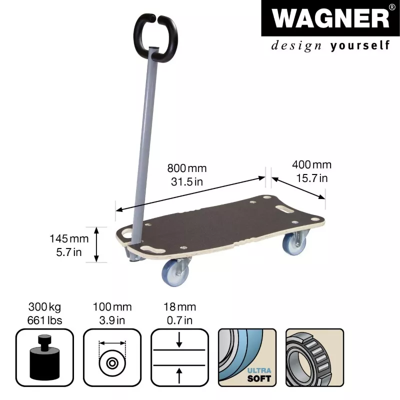 Wagner design yourself STAR CARRIER uitschuifbare platformwagen MM 1187 Bruin 300 kg 20118701