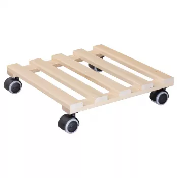Wagner design yourself Plantenroller GH 0438, vierkant, massief beukenhout, 34 x 34 x 8 cm, 4 zwenkwielen, 100 kg draagvermogen, Naturel, individueel aanpasbaar 20043801