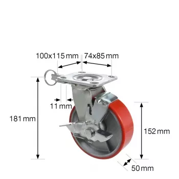 Wagner design yourself zwaarlast-zwenkwiel RO 0115 rood 100 mm 150 kg 4011501