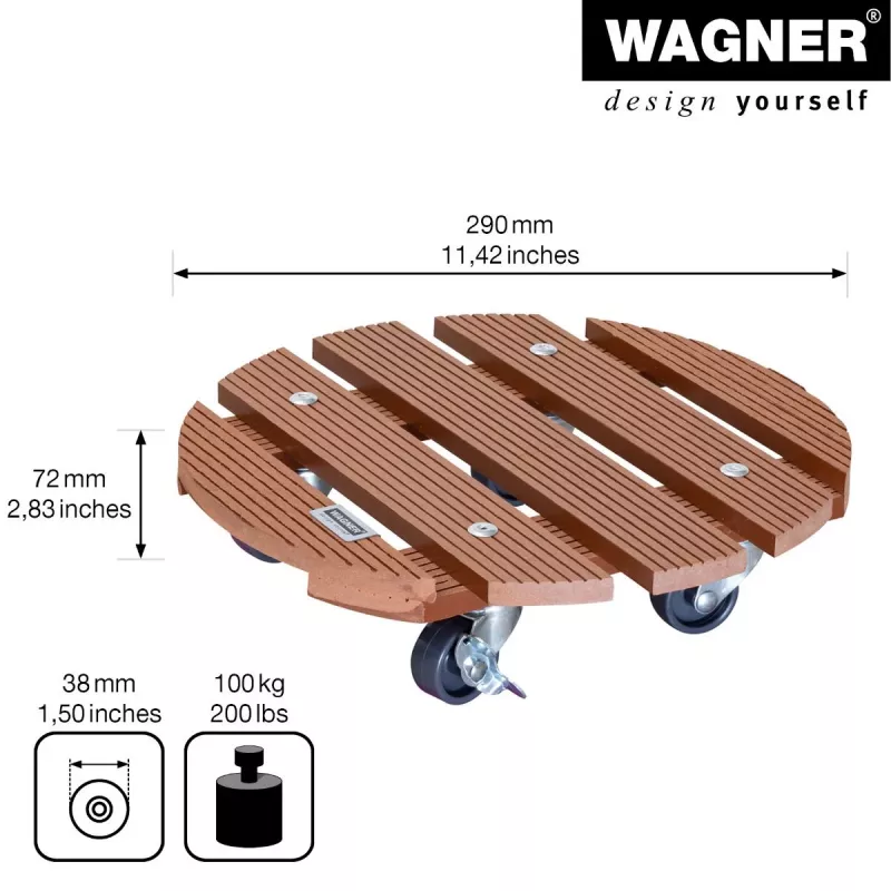 Wagner design yourself plantenroller WPC GH 0535 rond bruin 29 x 7,5 cm 20053501