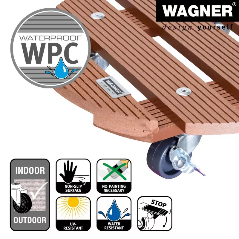 Wagner design yourself plantenroller WPC GH 0535 rond bruin 29 x 7,5 cm 20053501
