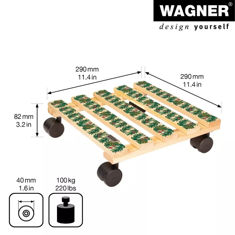WAGNER design yourself plantenroller GH0653 vierkant hout 29x8 cm 20065301