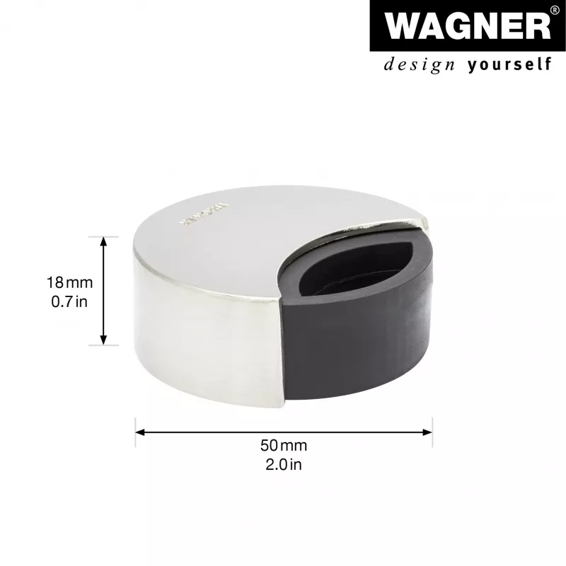 Wagner design yourself EH 5151 deurstopper zinkdrukgietsel met rubberen buffer, verchroomd, Ø50 mm, om vast te schroeven, zilver 15515111