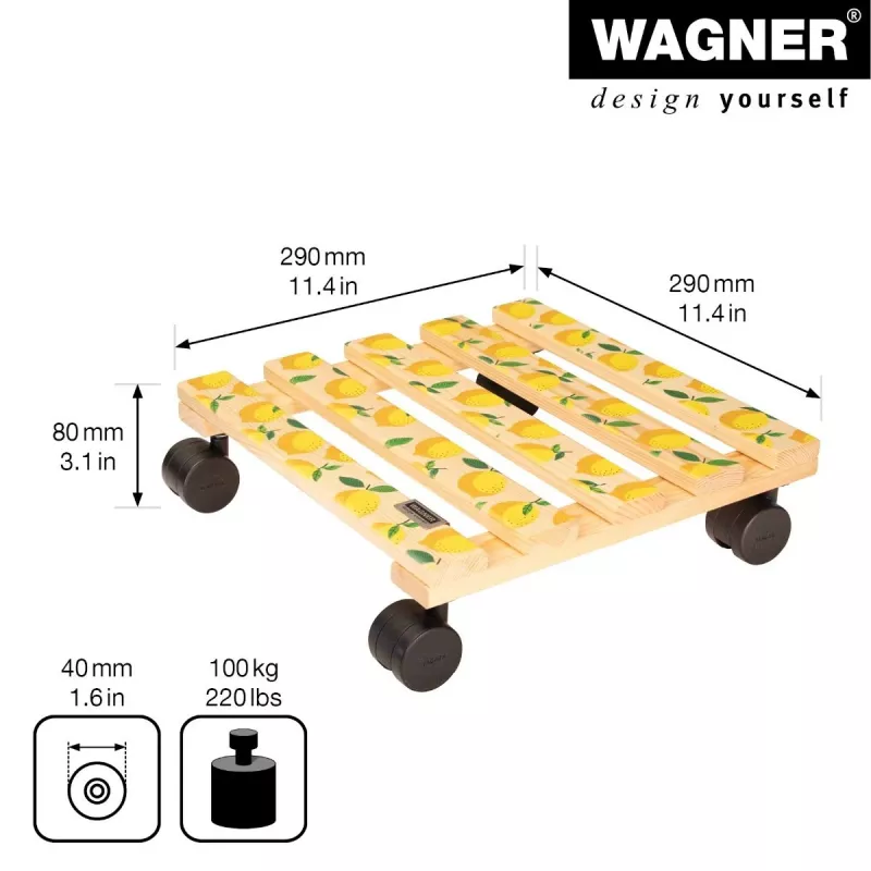 WAGNER design yourself plantenroller GH0644 vierkant houtmotief 29 x 8 cm, 1 stk. 20064401