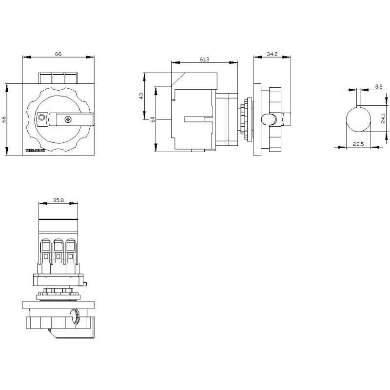 SIEMENS SIRIUS 3LD3 16A 3-polige hoofdschakelaar / lastscheider 3LD30540TK53
