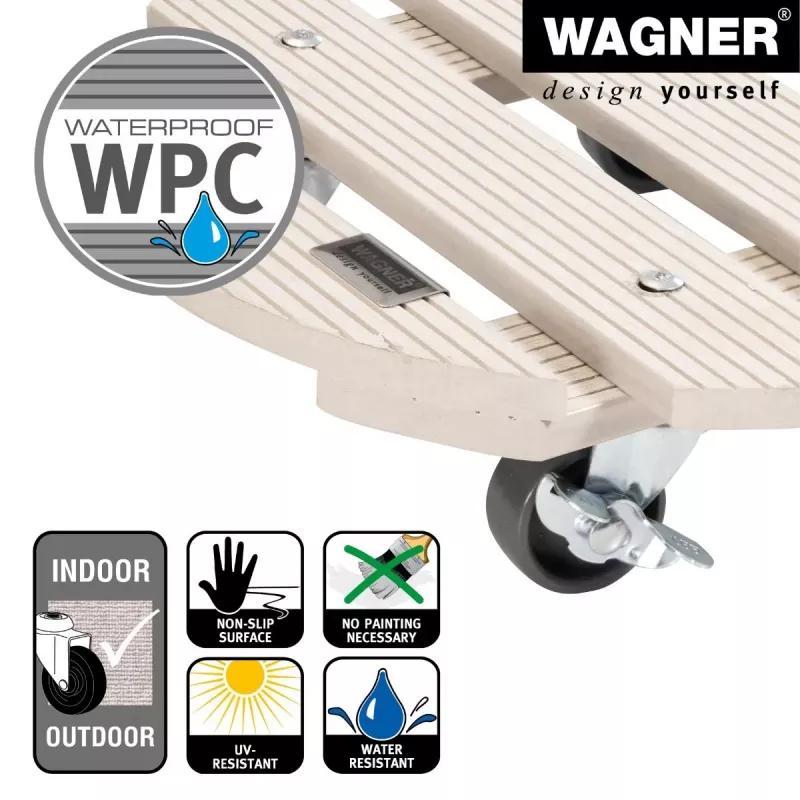 WAGNER design yourself plantenroller GH0527 kunststof, Ø 29 cm wit rond, 1 stk. (20052701)