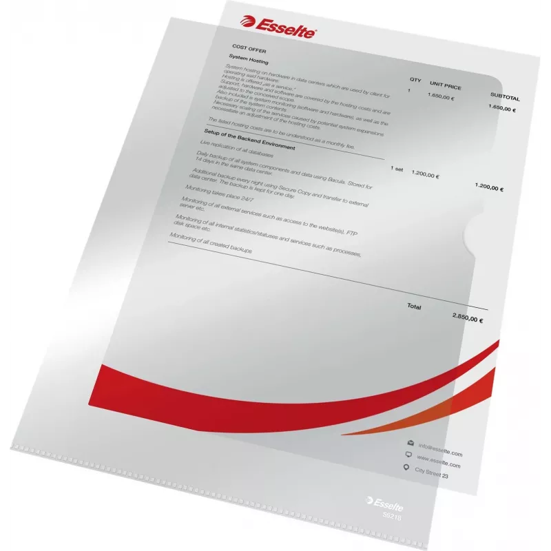 LEITZ Esselte Standard Plus insteekhoezen A4, 100 stuks, transparant, polypropyleen 56218
