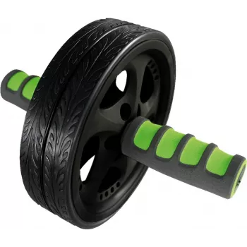 SCHILDKROT AB roller / buiktrainer, zwart/groen, dubbel wiel, 185 mm diameter, 45 mm breed 960045