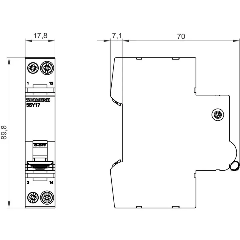 Siemens 5SY17042 installatieautomaat 1P Z 4A 10kA met hulpschakelaar 1NO