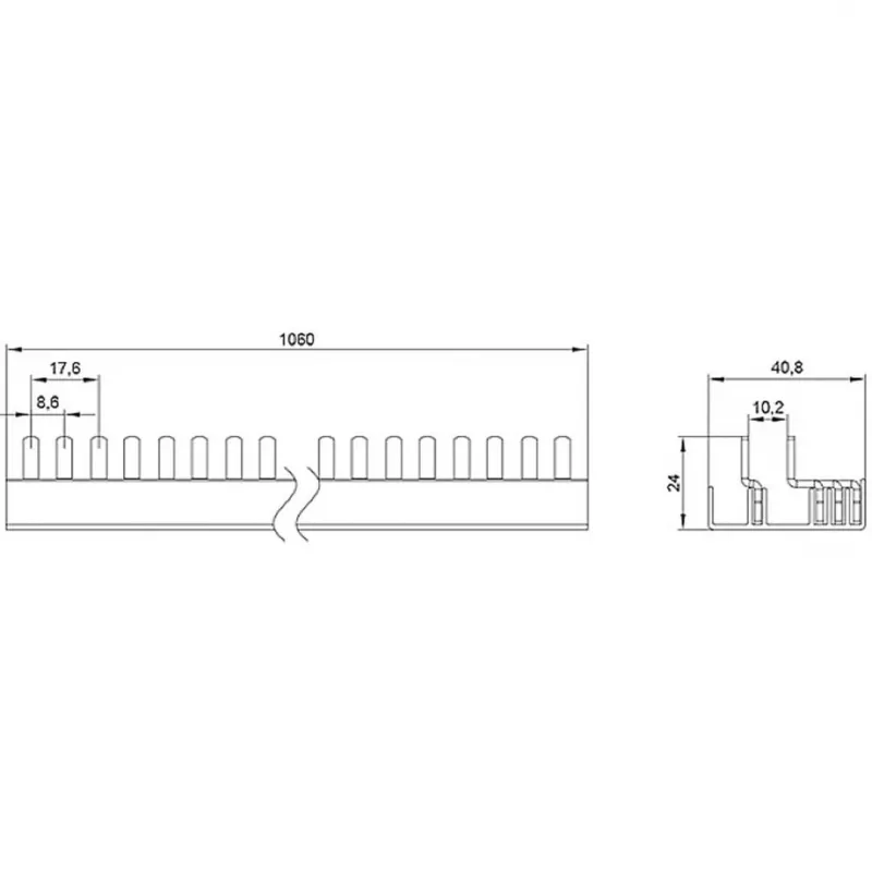 SIEMENS 5ST37730 pen-verzamelrail 10mm² 3P+N 1000mm