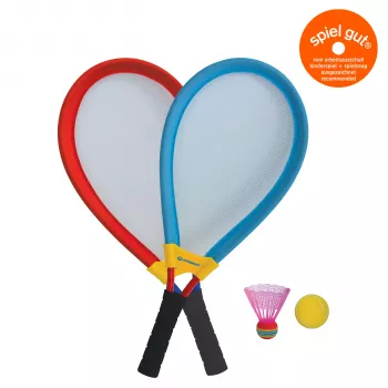 SCHILDKROT reuze racketset blauw/rood extra grote rackets met netbespanning 970150