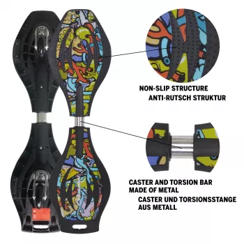 SCHILDKROT waveboard Good Vibes Graffiti groot kunststof deck met antislipstructuur 510801