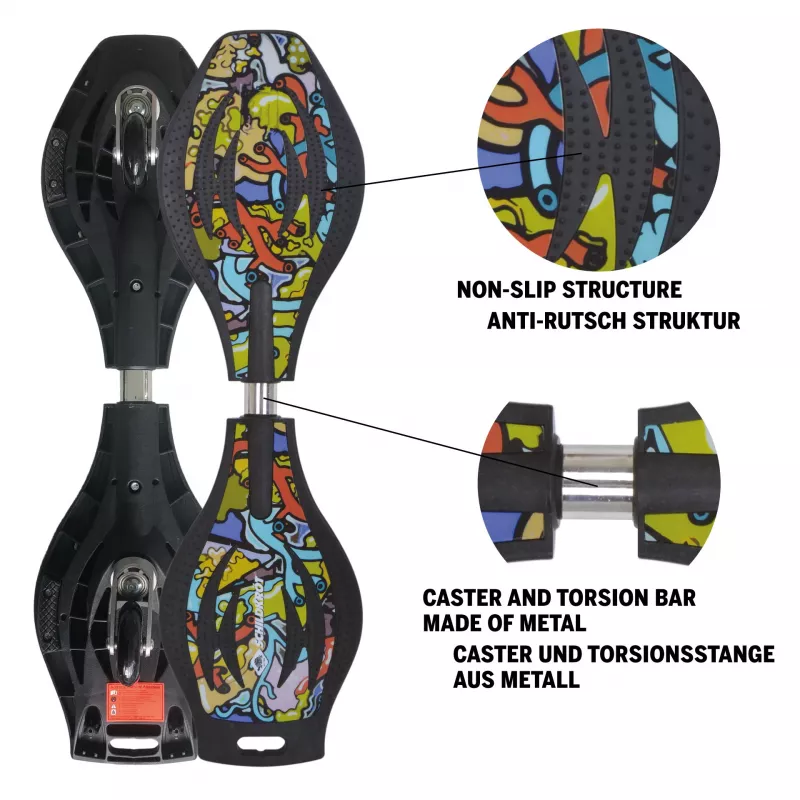 SCHILDKROT waveboard Good Vibes Graffiti groot kunststof deck met antislipstructuur 510801
