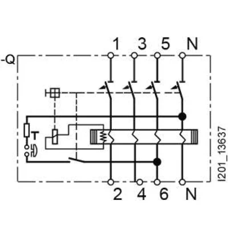 SIEMENS 5SV36468 aardlekschakelaar, type A, 63 A, 300 mA, 4-polig, 400 V, selectief