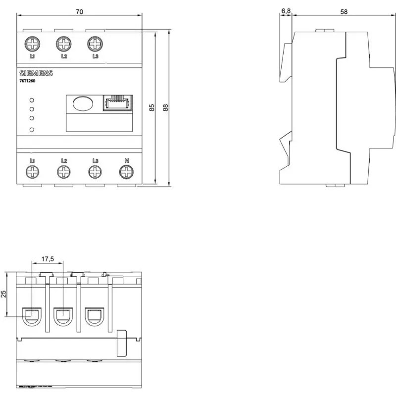 Siemens 7KT1260 digitale tijdschakelaar, 1-kanaals, dag-/weekprogramma, DIN-rail, 230 V AC