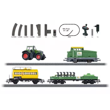 Märklin 29653 H0 startset landbouw - digitale stoomlocomotief BR 81 met mfx+ sound, Mobile Station 3, C-rail ovaal, wagen met tractor en hooibalen