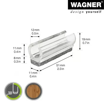 Wagner design yourself EH 0690 clip-on meubelglijders, kunststof, 12 mm ronde poten, 4-pack, wit 15069099