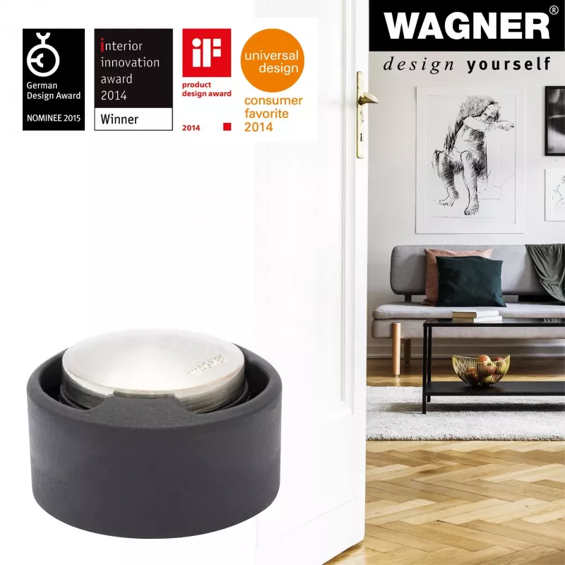 Wagner design yourself EH 5171 deurstopper, zinkdrukgietsel met rubberbuffer, Ø 5 cm, matnikkel/zwart 15517111
