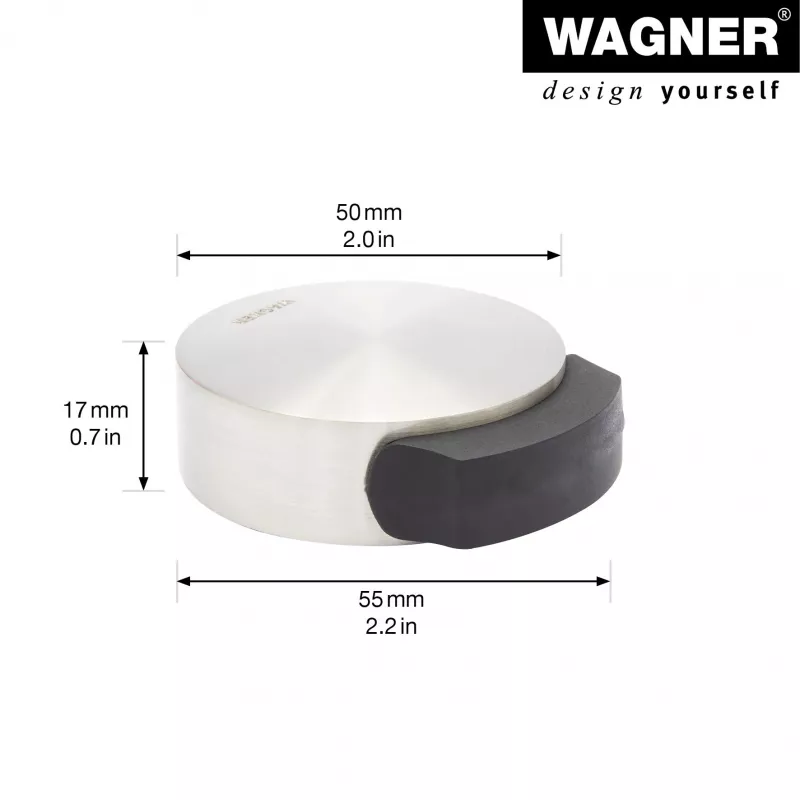 Wagner Design Yourself EH 5111 vloermontage deurstopper, zinkdrukgietsel met rubberring, satijnnikkel, 50 mm diameter (15511111)