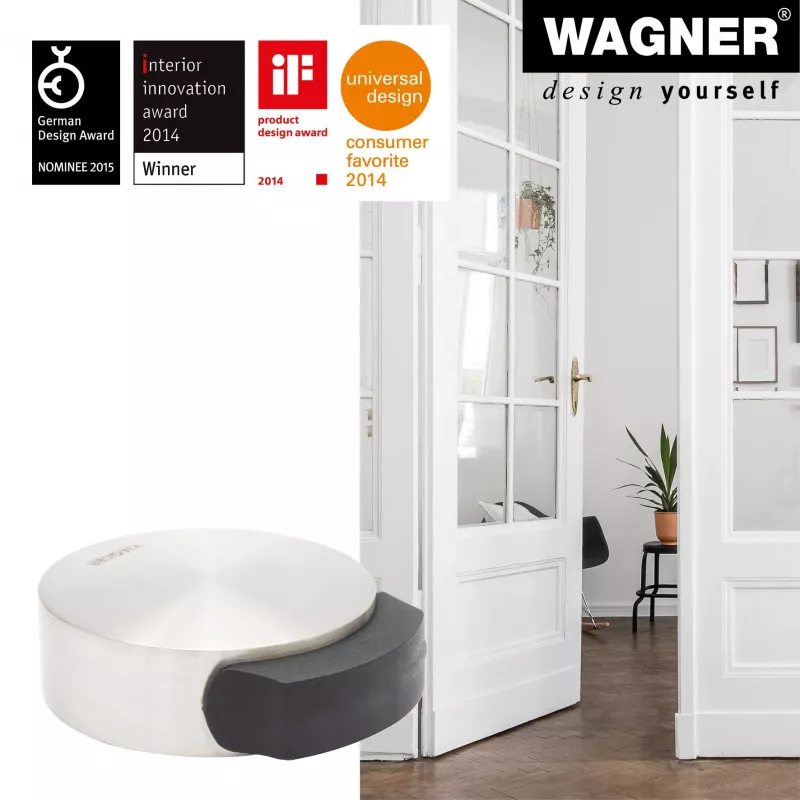 Wagner Design Yourself EH 5111 vloermontage deurstopper, zinkdrukgietsel met rubberring, satijnnikkel, 50 mm diameter (15511111)
