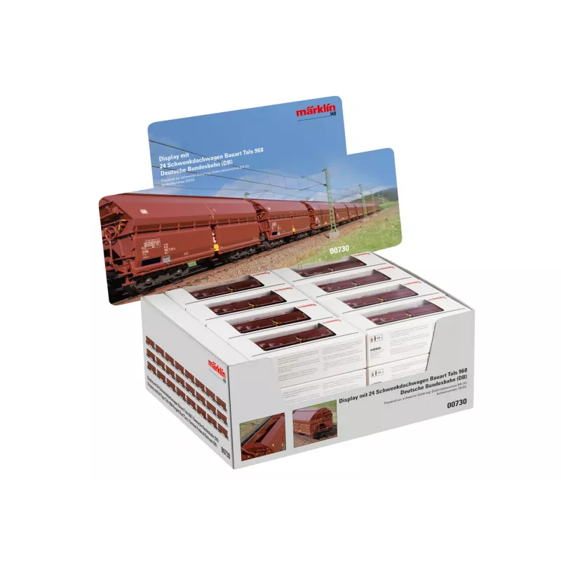 Märklin 000730 H0 24-delige set schuifdakwagens Tals 968 DB tijdperk IV AC