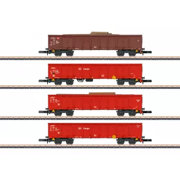Märklin 82542 Z-schaal 4-delige hoogbordwagen-set - schroottrein van de DB AG, tijdperk V