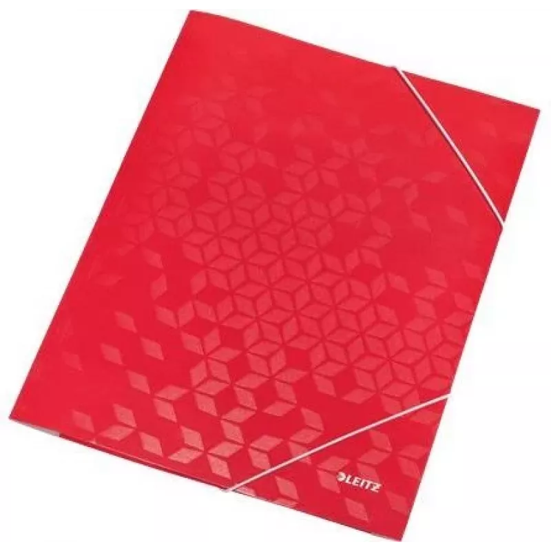 LEITZ WOW documentenmap met elastiek A4, PP-gelamineerd karton, rood, hoekelastiek, 3 binnenflappen, capaciteit 150 vel 3982-00-26