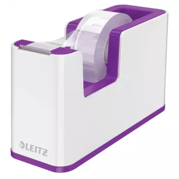 LEITZ WOW Duo Colour tafelcassette, paars/wit, verzwaarde voet, metalen mes, inclusief plakband 5364-10-62