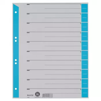 LEITZ A4 lichtblauwe kartonnen tabbladen, 25-pack, universele perforatie 16523030