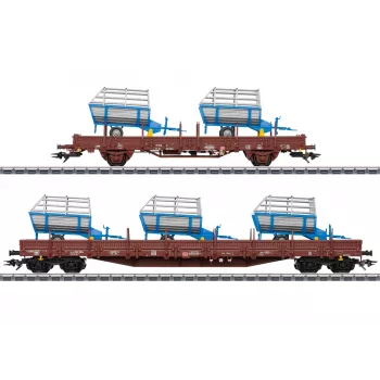 Märklin 46407 goederenwagenset rongenwagen DB AG, tijdperk VI (2 wagens, houtlading, H0)