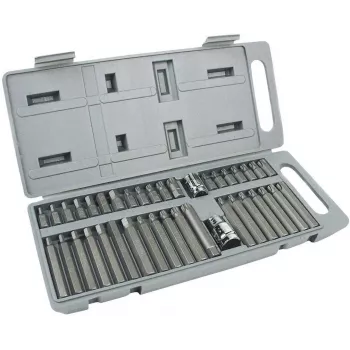 Brüder Mannesmann 40-delige professionele schroevendraaier-bitset, S2-staal, 1/4 inch zeskant, plat/kruiskop/Pozidriv/inbus/Torx/Tamper-Resistant Torx, magnetische bithouder, dopsleuteladapter, robuuste koffer 187-40