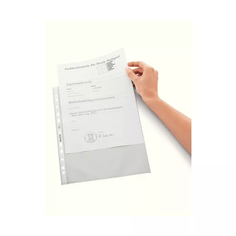 LEITZ 47960000 A4 perforatiehoes, polypropyleen 0,07 mm, transparant, 100-pack