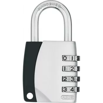 ABUS 155/40 combinatiehangslot 4-cijferig instelbaar, aluminium lichaam, gehard stalen beugel, zilver ABVS30890