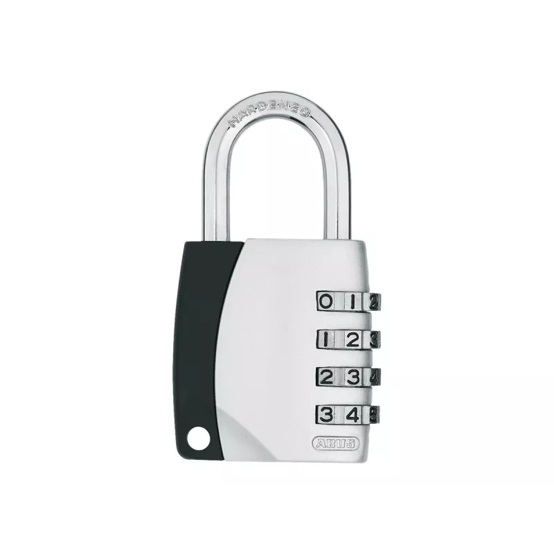 ABUS 155/40 combinatiehangslot 4-cijferig instelbaar, aluminium lichaam, gehard stalen beugel, zilver ABVS30890