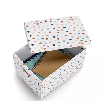 Zeller Dots opbergbox wit met stippen 25 x 35 x 20 cm 14475