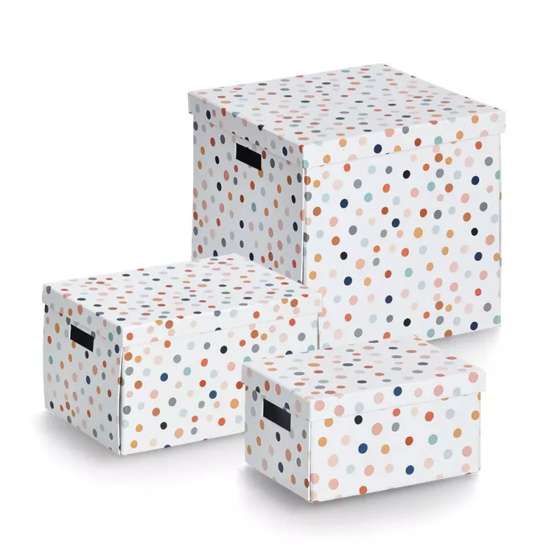 Zeller Dots opbergbox wit met stippen 25 x 35 x 20 cm 14475